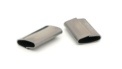 Verschlusshülse überlappend, Metall, blank, glatt, Breite: 16 mm, passende(r) Bandtyp(en): Rundumreifungen von Stahlband, Spannertyp: A482, A480, A431, ..., A-Nr.: 00085 - 01