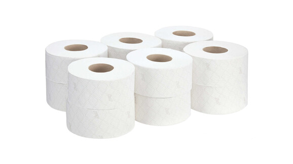 Toilettenpapier Kimberly-Clark Scott® Essential Jumbo 8512, 2-lagig, weiß, recycelte Fasern, 12 Rollen/Karton, A-Nr.: 18282 - 02