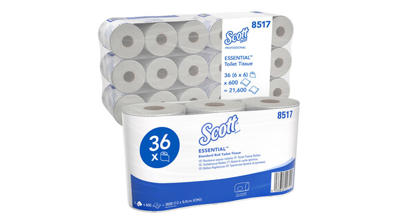 Toilettenpapier Kimberly-Clark Scott® Essential 8517, 2-lagig, weiß, recycelte Fasern, 36 Rollen/Karton, A-Nr.: 18284 - 02