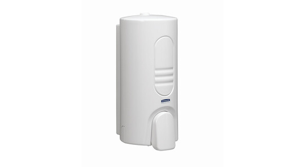 Spender für Toilettensitzreiniger Kimberly-Clark 7135, L 20 cm x B 9 cm x H 10 cm, weiß, auch für Oberflächenreiniger geeignet, manuelle Entnahme, Verschlussart: Druckknopf, A-Nr.: 18289 - 01
