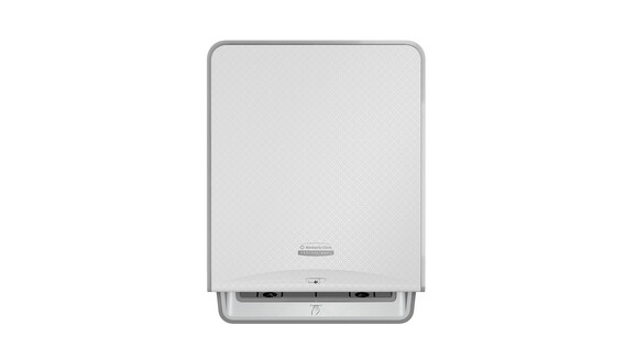 Rollenhandtuchspender Kimberly-Clark Icon™ 53940, L 42 cm x B 25,88 cm x H 31,5 cm, weiß, automatische Ausgabe per Sensor, batteriebetrieben, Verschlussart: Schlüssel, A-Nr.: 18238 - 02