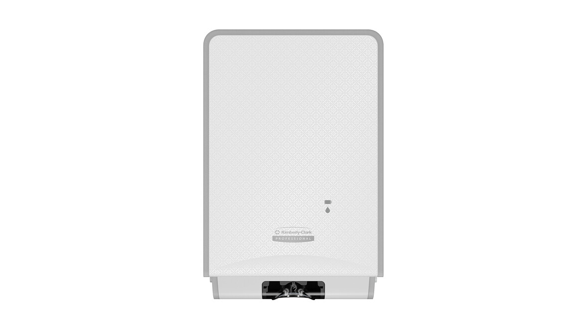 Seifen- und Desinfektionsspender Kimberly-Clark Icon™ 53944, L 29,7 cm x B 19 cm x H 10,2 cm, weiß, automatische Ausgabe per Sensor, batteriebetrieben, Verschlussart: Schlüssel und Druckknopf, A-Nr.: 18247 - 01