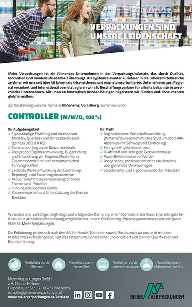Stelleninserat Controller