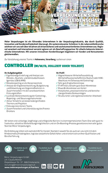 Stelleninserat Controller
