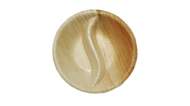 Teller FAIRPAC, Ø 100 mm, H 20 mm, rund, Palmblatt, natur, 2-geteilt, Gewicht: 9 g