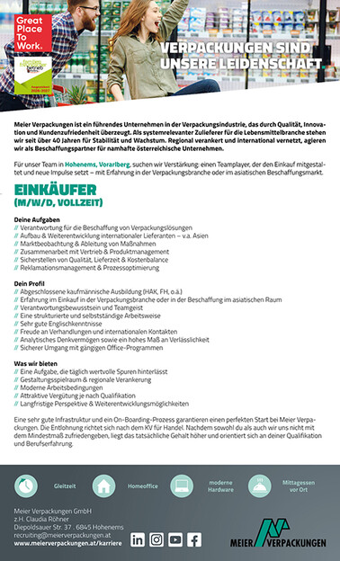 Stelleninserat Einkauf