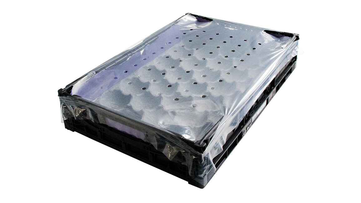 Abdeckung für IFCO-Kisten 40 x 60 cm, LDPE, 38 my, Format: B 460 mm x L 660 mm, transparent-klar, unbedruckt, Lochung