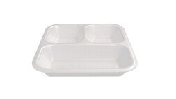 Siegelschale 612, 1.350 ml, XPS, 262 x 247 x 40 mm, weiß, 3-geteilt, ohne Rippen, A-Nr.: 73273 - 01