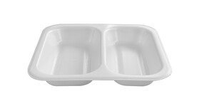 Siegelschale, 1.250 ml, 262 x 247 x 40 mm, XPS, weiß, 2-geteilt, ohne Rippen, A-Nr.: 79689 - 01