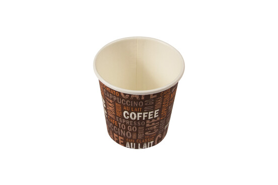 Coffee to go Becher, 100 ml, Ø 63 mm, 60 mm, Papier/PE, weiß, Motiv: Coffee - EU Norm