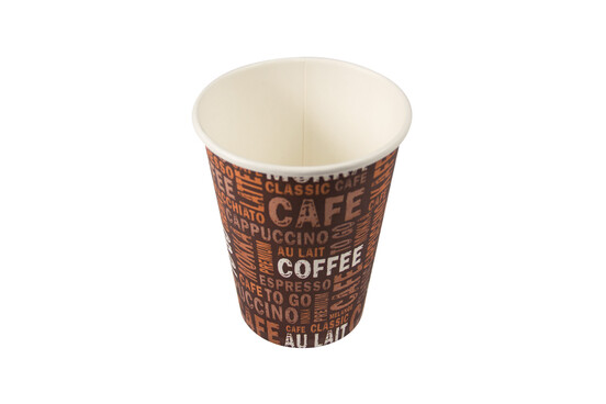Coffee to go Becher, 300 ml, Ø 90 mm, 110 mm, Papier/PE, weiß, Motiv: Coffee - EU Norm