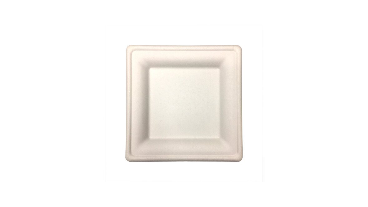 Einwegteller, Bagasse, 160 x 160 x 15 mm, weiß, A-Nr.: 95088 - 01