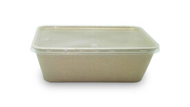 Menüschale to go mit Deckel, 750 ml, Bagasse, 173 x 116 x 60 mm, natur, FAIRPAC, A-Nr.: 95095 - 01