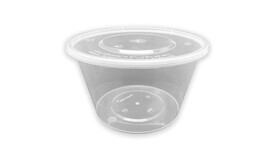 Menüschale mit Deckel, 1.000 ml, Ø 150 mm, H 90 mm, rund, PP, transparent