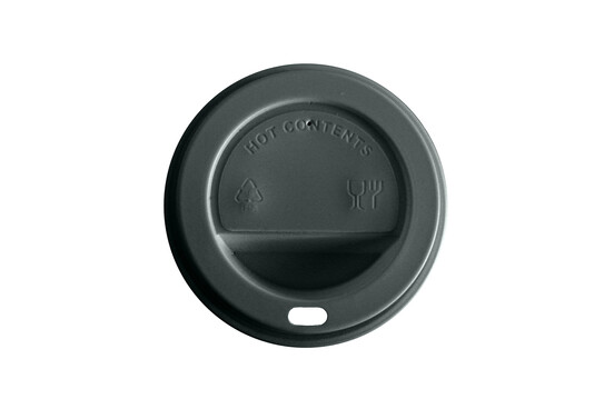 Heißgetränkedeckel für Heißgetränkebecher, Ø 90 mm, rund, PS, schwarz