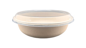 Menüschale to go mit Deckel PET, 1.000 ml, Bagasse, Ø 186 mm, 61 mm, natur, A-Nr.: 95575 - 01