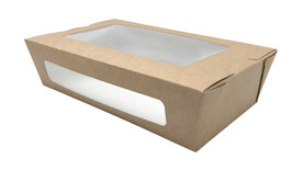 Kartonfaltbox mit Sichtfenster, 1.000 ml, L 180 mm x B 100 mm x H 45 mm, rechteckig, ungeteilt, Kraftpapier/PE, natur