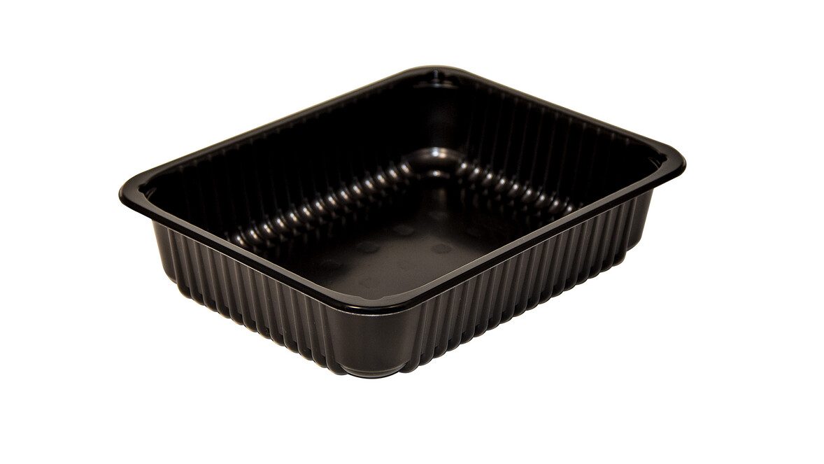 Siegelschale MAP, 448 ml, PP, 187 x 137 x 25 mm, schwarz, mit Rippen, ohne Saugeinlage, A-Nr.: 80112 Siegelschale MAP, 448 ml, PP, 187 x 137 x 25 mm, schwarz, mit Rippen, ohne Saugeinlage, A-Nr.: 80112 - 01