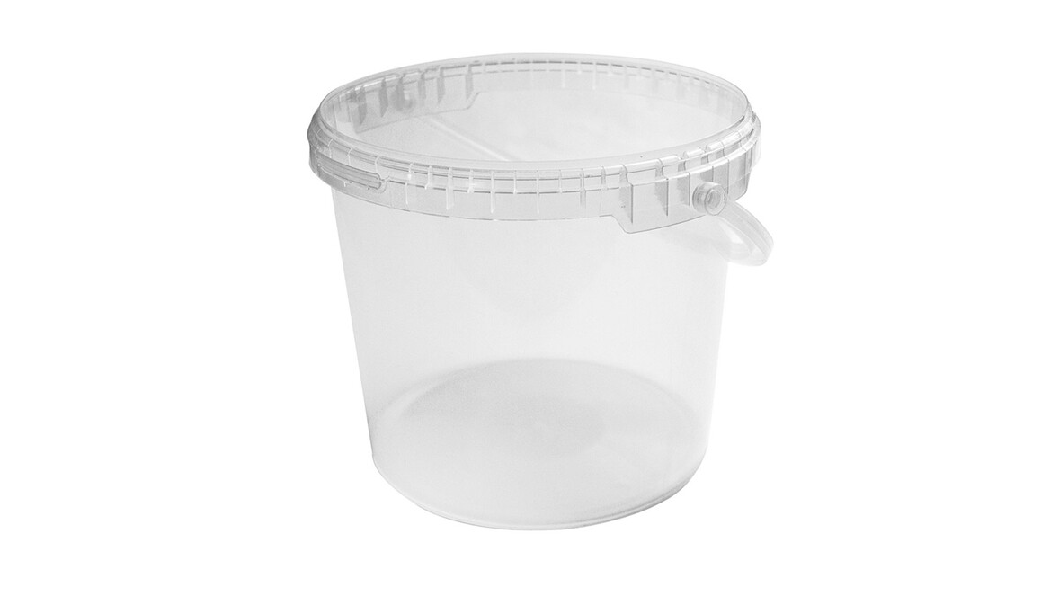 Eimer mit Originalitätsverschluss, 10.800 ml, Ø 268 mm, 263 mm, PP, transparent, mit Kunststoffbügel, A-Nr.: 66562 Eimer mit Originalitätsverschluss, 10.800 ml, Ø 268 mm, 263 mm, PP, transparent, mit Kunststoffbügel, A-Nr.: 66562 - 01